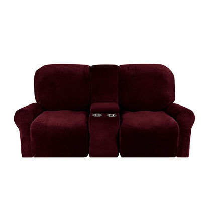 Skanto | 2-Seater Recliner Sofa Cover with Cup Holders – Velvet Plush