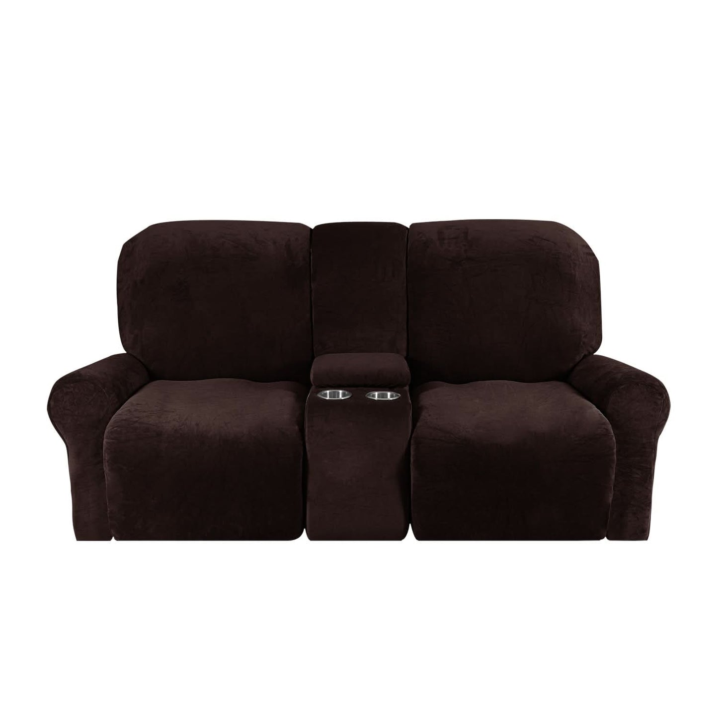 Skanto | 2-Seater Recliner Sofa Cover with Cup Holders – Velvet Plush