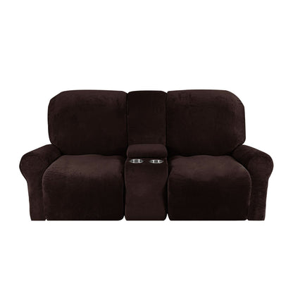 Skanto | 2-Seater Recliner Sofa Cover with Cup Holders – Velvet Plush