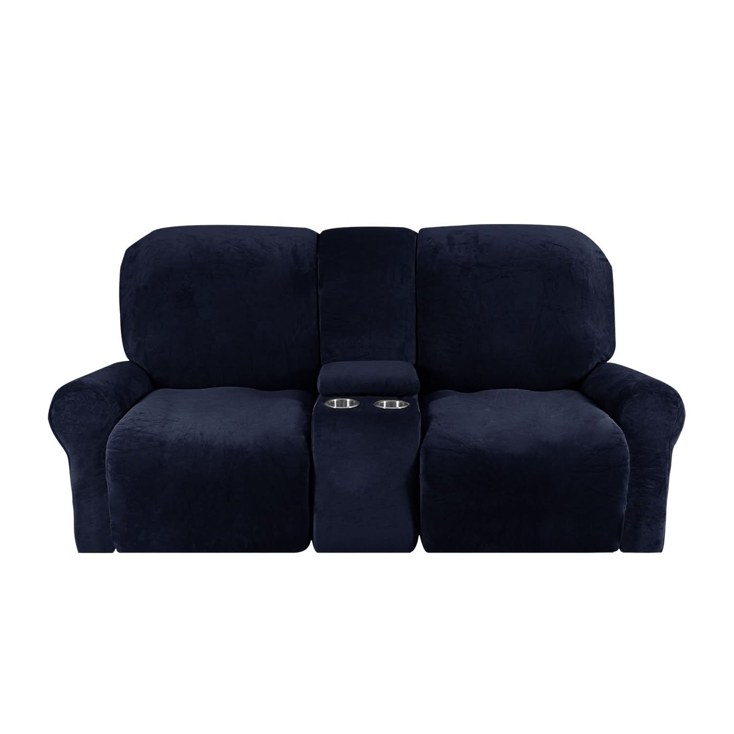 Skanto | 2-Seater Recliner Sofa Cover with Cup Holders – Velvet Plush