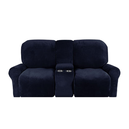 Skanto | 2-Seater Recliner Sofa Cover with Cup Holders – Velvet Plush
