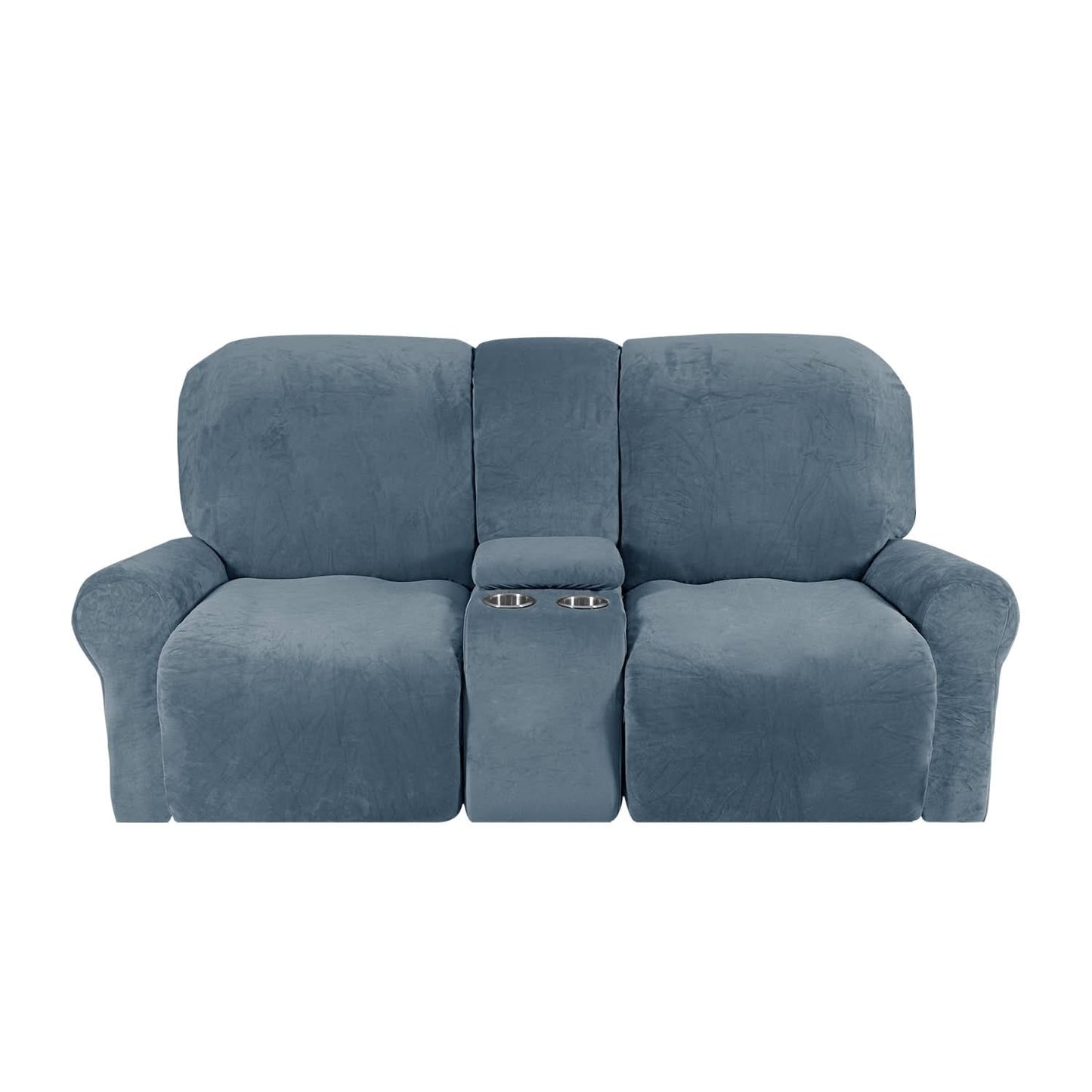 Skanto | 2-Seater Recliner Sofa Cover with Cup Holders – Velvet Plush