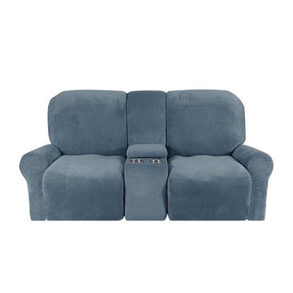 Skanto | 2-Seater Recliner Sofa Cover with Cup Holders – Velvet Plush