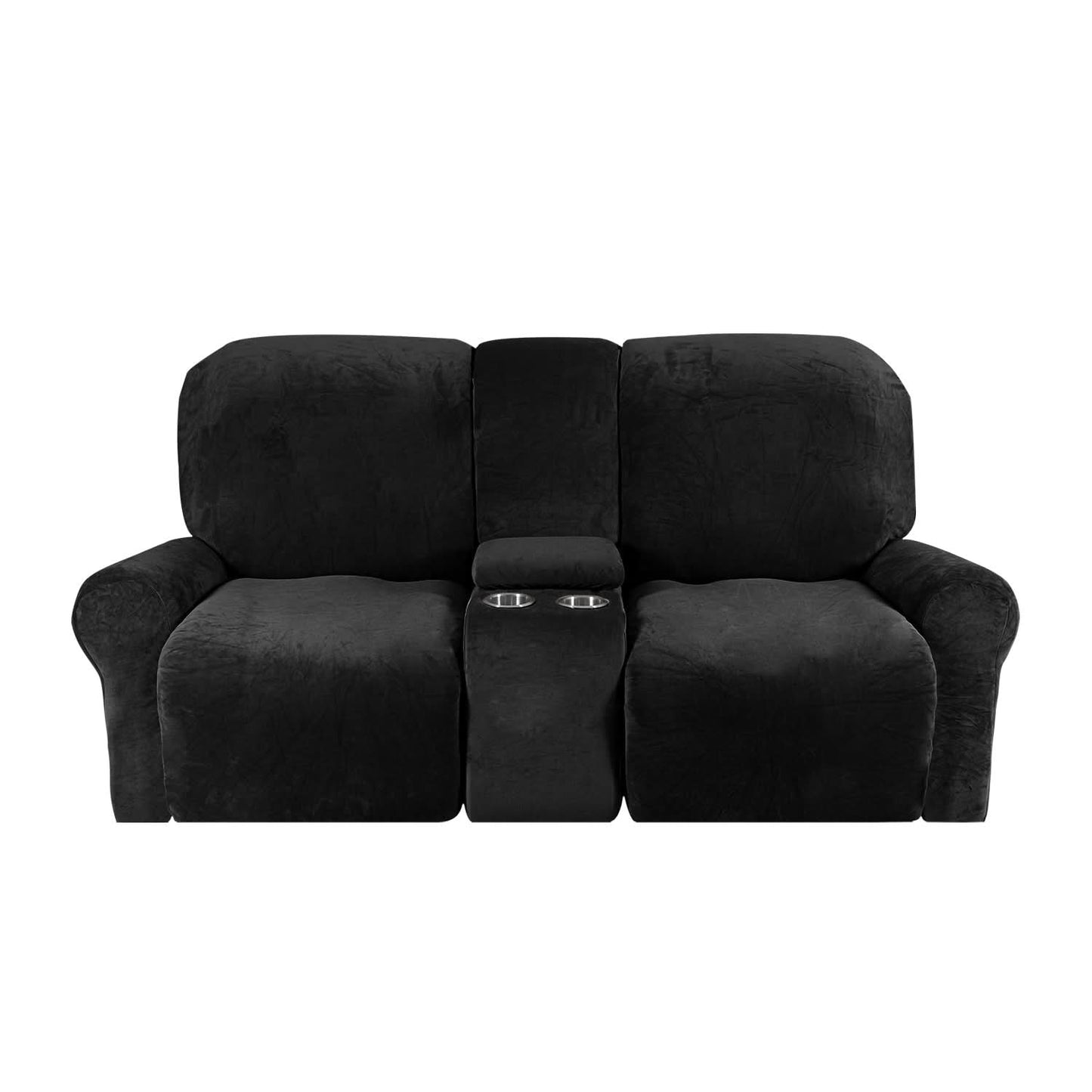 Skanto | 2-Seater Recliner Sofa Cover with Cup Holders – Velvet Plush