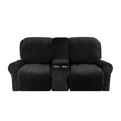 Skanto | 2-Seater Recliner Sofa Cover with Cup Holders – Velvet Plush