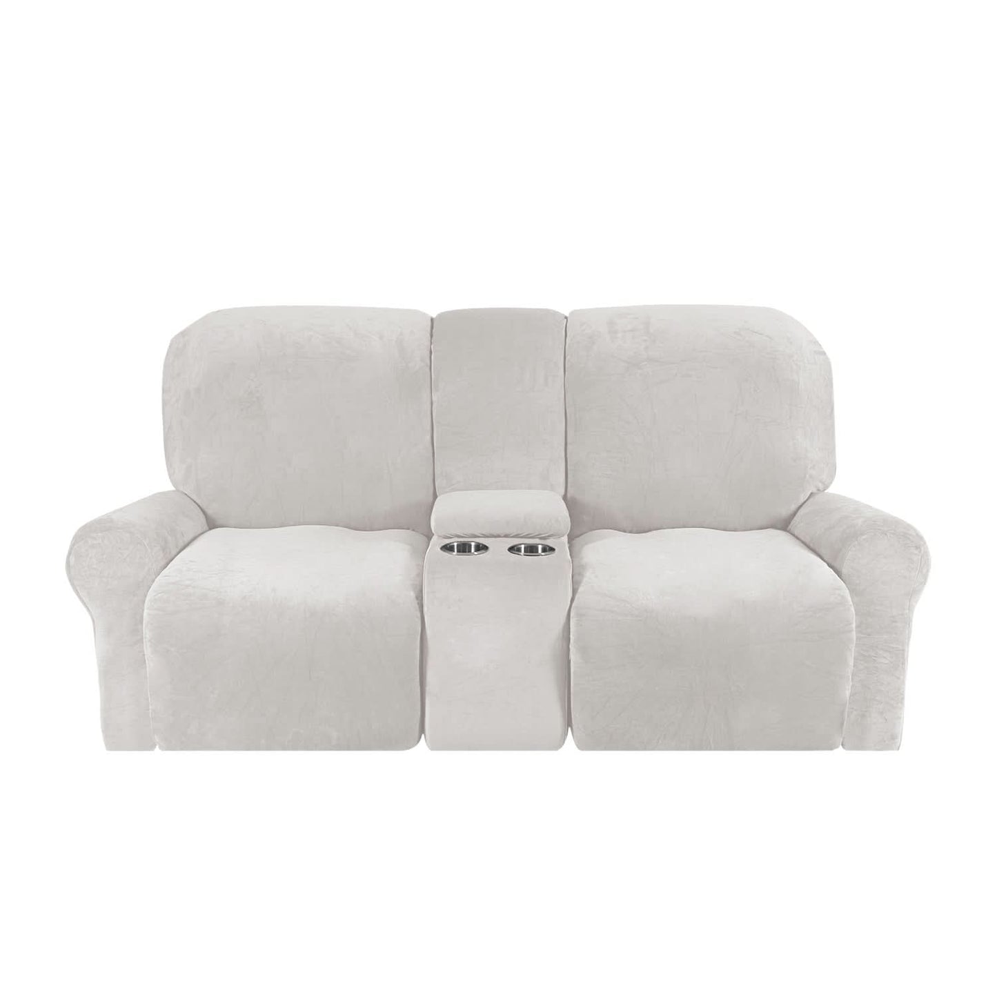 Skanto | 2-Seater Recliner Sofa Cover with Cup Holders – Velvet Plush