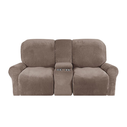 Skanto | 2-Seater Recliner Sofa Cover with Cup Holders – Velvet Plush
