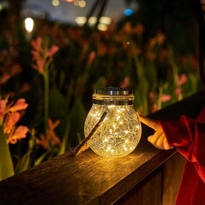Sustainable solar glass lamp for stylish outdoor lighting