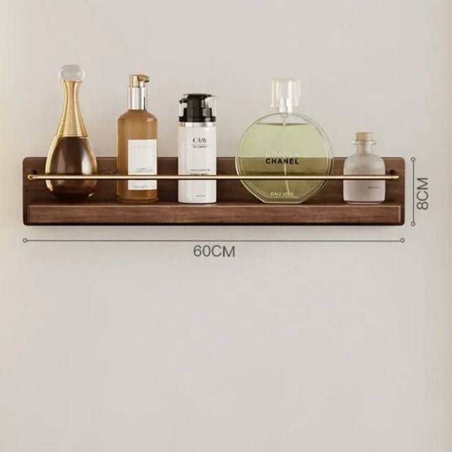 Skanto | Bamboo Wall Shelf with Hooks & Storage