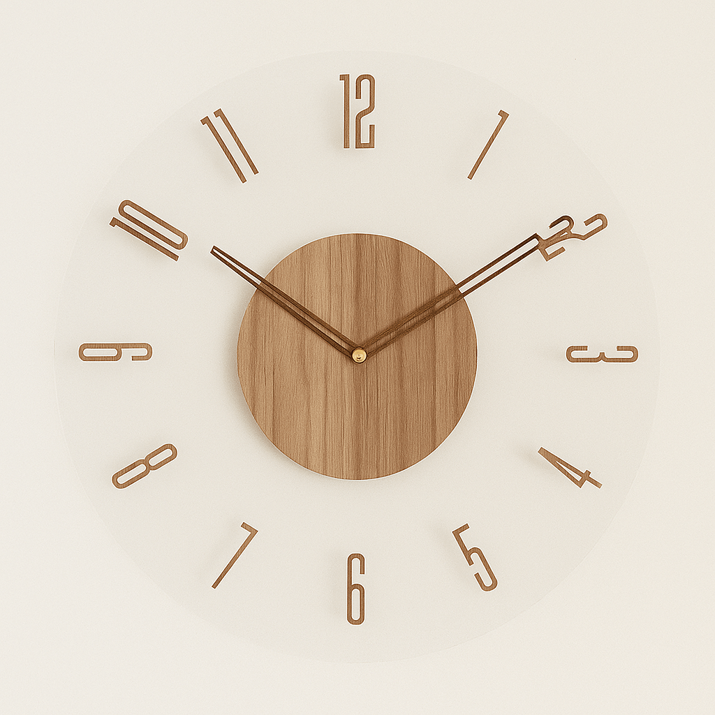 BowLift | Silent wall clock in Scandinavian design made of natural wood
