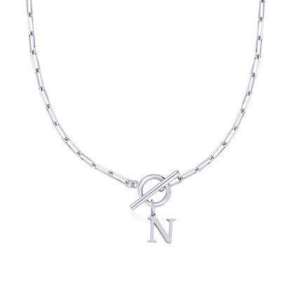 Karnz | Paperclip Initial Letter Circle Lock Necklace