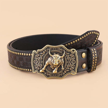 Skanto | Retro Punk Embossed Western Denim Belt
