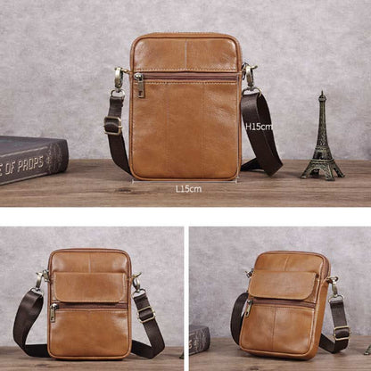 Skanto | Men's Small Genuine Leather Shoulder Bag – Compact Crossbody with Adjustable Strap