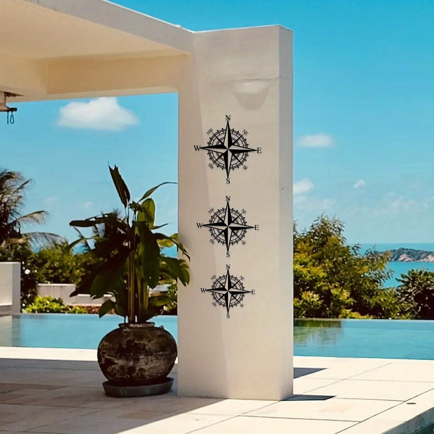 Nautical Compass Rose Iron Art Wall Art 3D Metal Sculptured Wall Decoration For Living Room Dining Room Creative Contemporary Nordic Home Office Decor | Bowlift
