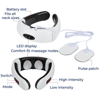 NeckEase | Vibrating Neck Massager – Pain Relief – Portable Design – Relieves Stiff Muscles – Stress & Tension Relief Skanto