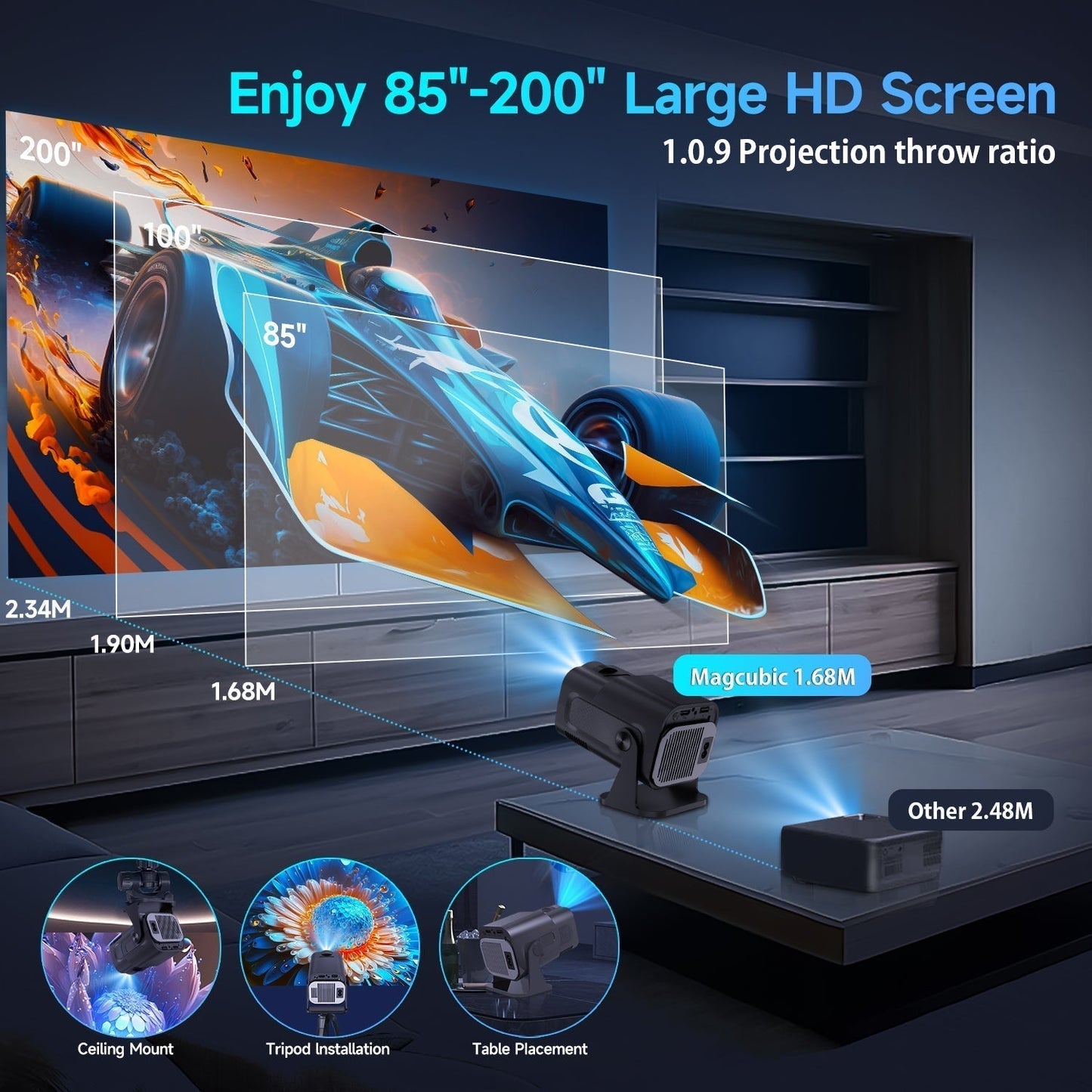 Skanto | CineBeam 4K Mini Projector – Portable Home Cinema with 180° Rotation