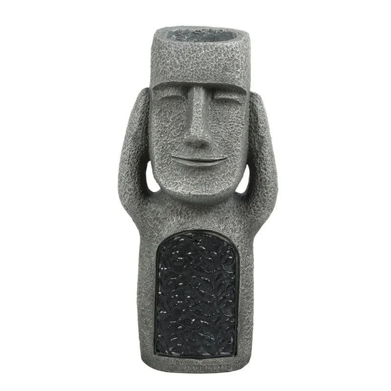 Easter Island statue, flower pot – LED lighting – for outdoor use – garden decoration