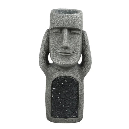Easter Island statue, flower pot – LED lighting – for outdoor use – garden decoration