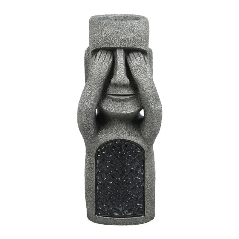 Easter Island statue, flower pot – LED lighting – for outdoor use – garden decoration