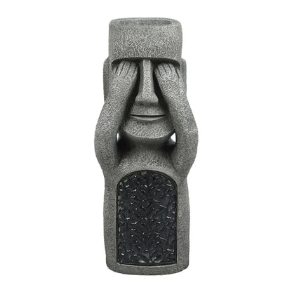 Easter Island statue, flower pot – LED lighting – for outdoor use – garden decoration