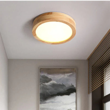 Round Solid Wood Ceiling Light – Scandinavian Lamp for Living Room and Hallway | Karnz