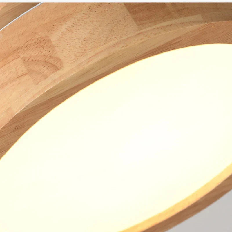 Round Solid Wood Ceiling Light – Scandinavian Lamp for Living Room and Hallway | Karnz