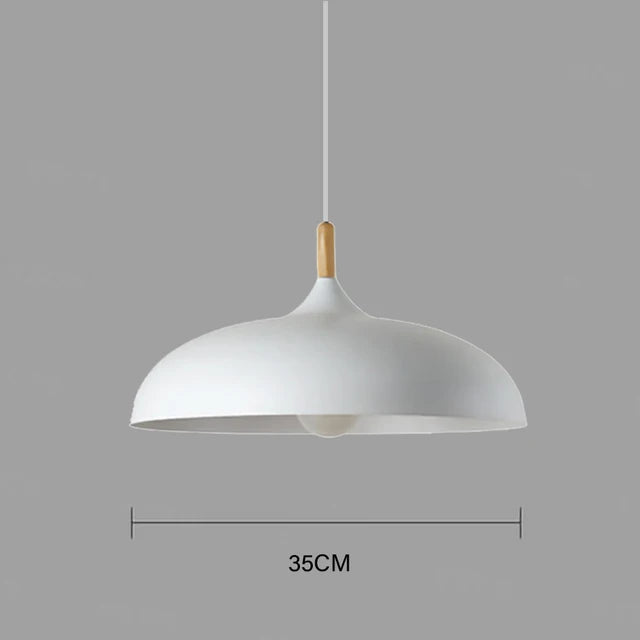 Modern ceiling light oak wood | Scandinavian pendant lamp for living room | Bowlift