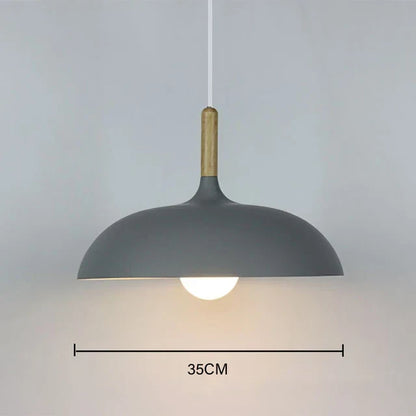 Modern ceiling light oak wood | Scandinavian pendant lamp for living room | Bowlift