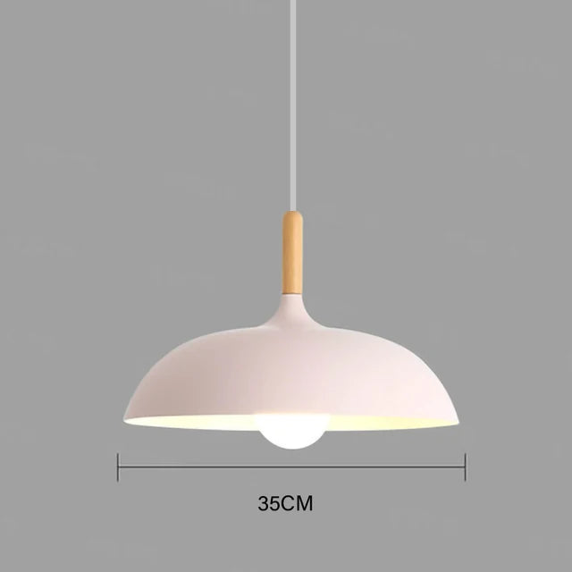 Modern ceiling light oak wood | Scandinavian pendant lamp for living room | Bowlift