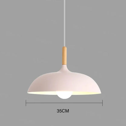 Modern ceiling light oak wood | Scandinavian pendant lamp for living room | Bowlift