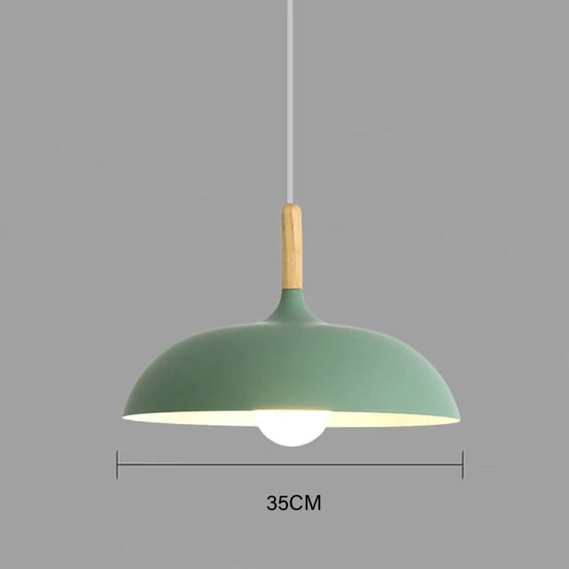 Modern ceiling light oak wood | Scandinavian pendant lamp for living room | Bowlift