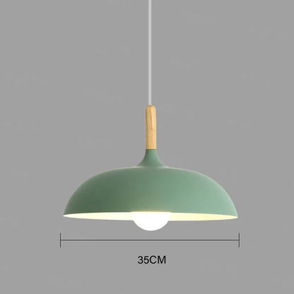 Modern ceiling light oak wood | Scandinavian pendant lamp for living room | Bowlift
