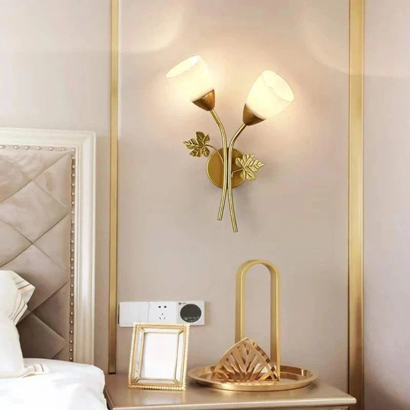 Vintage-style wall light with leaf motif – LED lamp for hallway & living room | Karnz