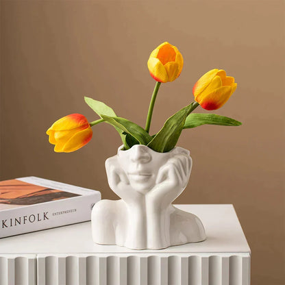 "Unique and Modern Ceramic Vase, Decorative Flower Pot for Living Room and Office" | Skanto