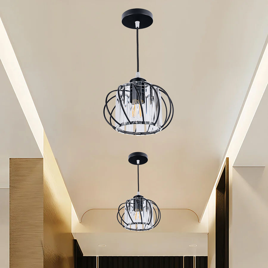 BowLift | Pendant Light Black Glass Globe Ceiling Fixture