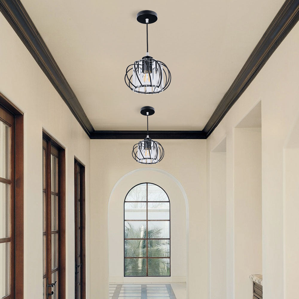 BowLift | Pendant Light Black Glass Globe Ceiling Fixture