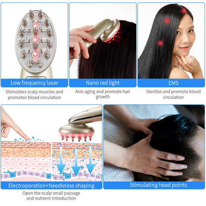 Skanto | Red Light Therapy for Hair Growth – Low-Level Laser Light Comb for Effective Hair Loss Treatment, Includes Hair Growth Brush for Better Results