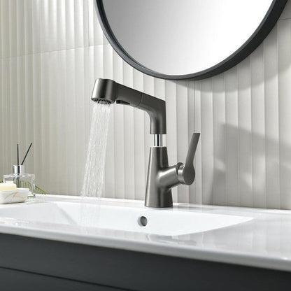 BowLift | Vanity faucet with swivel, pull-out hand shower