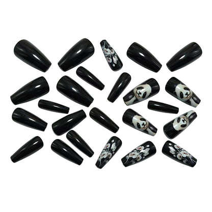 Artificial nails with playful panda and flower design Acalora