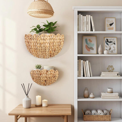 Handwoven decorative basket with wave pattern Acalora