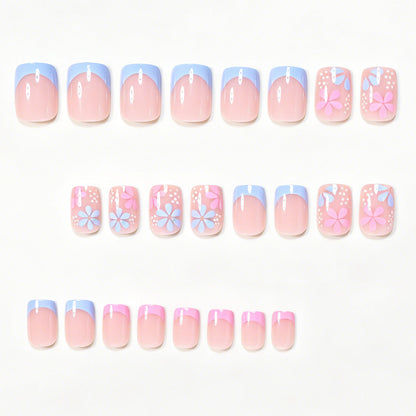Artistic Floral Press-On Nail Tips Acalora