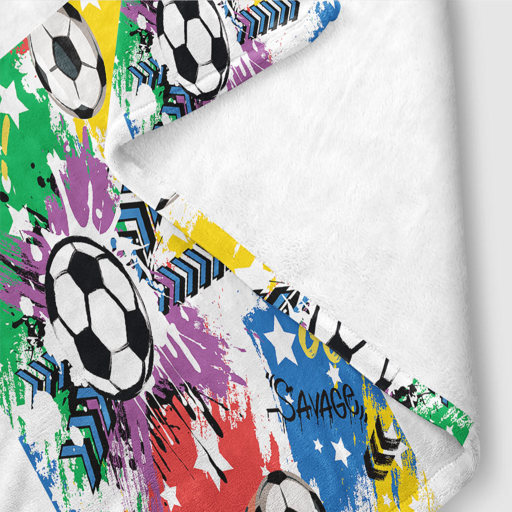 Unisex Soccer-Themed Fleece Blanket