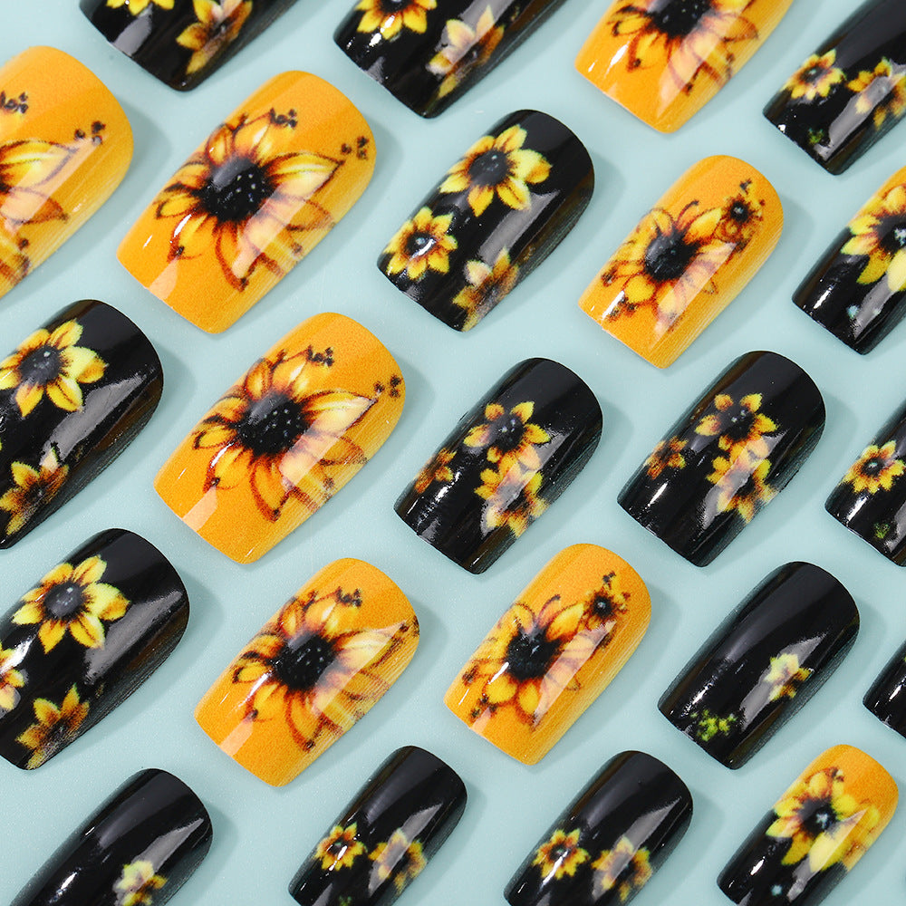 Artificial nails in floral design with sunflower motif Acalora