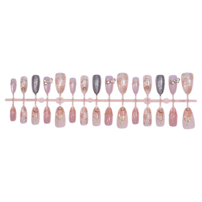 Decorative Floral-Embellished Press-On Nail Set Acalora
