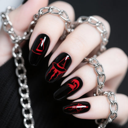 Artificial nails with creepy skull design Acalora