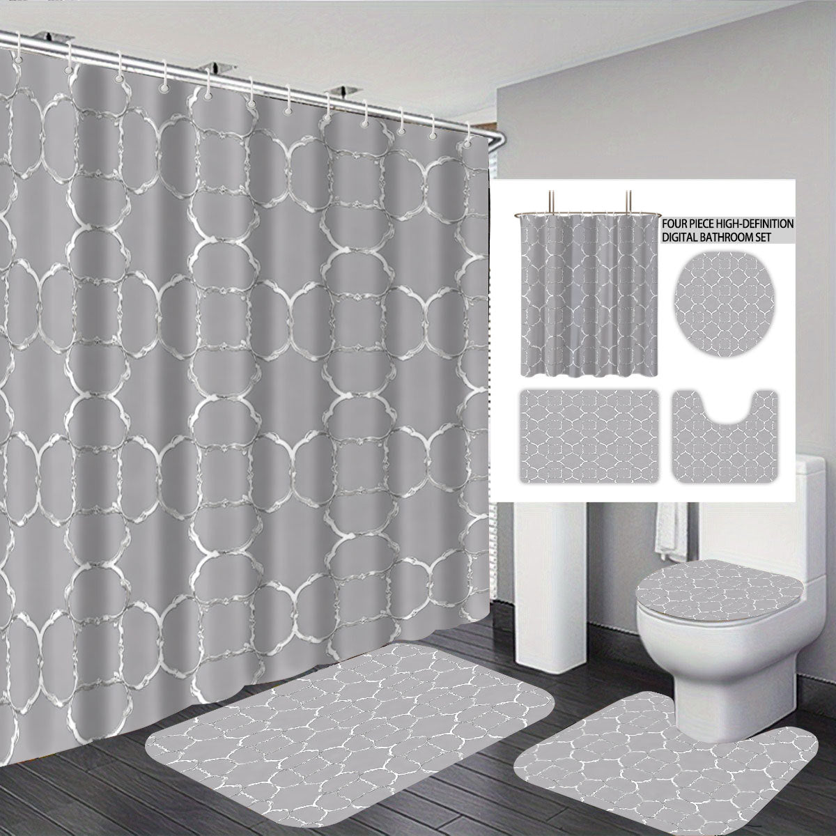 Bohemian-Themed Four-Piece Digital Bathroom Set