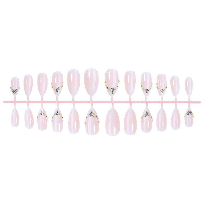 Premium Decorative Press-On Nail Set with Gem Accents Acalora