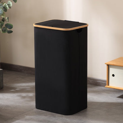 Elegant Laundry Container Made of High-Quality Textile with Bamboo Frame Acalora