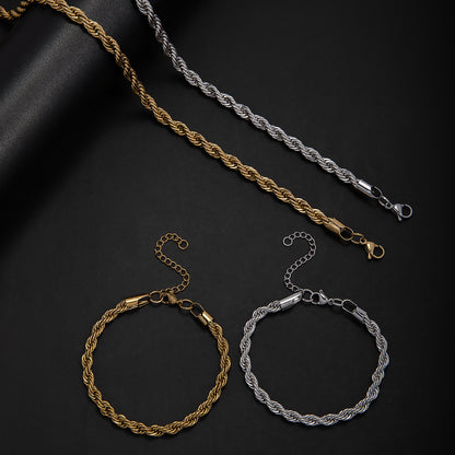 Braided Rope Chain Jewelry Set Acalora