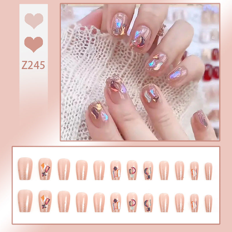 High-quality artificial nail set with glitter and holographic accents Acalora